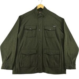 Eddie Bauer Chore Jacket Green XL Men's Full Zip Fleece Double Pocket outdoors